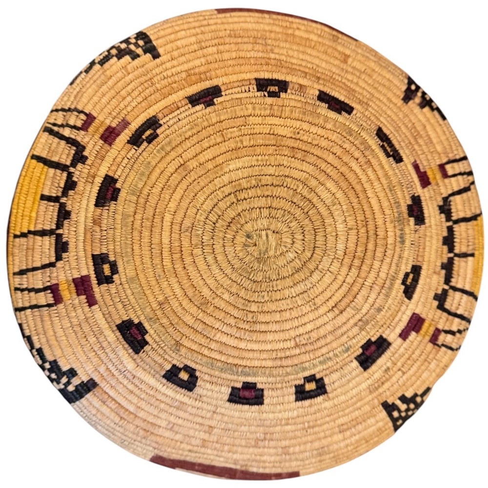 Hopi Pueblo Second Mesa Pictorial Deep Basket VTG Katsina face horses - Picture 6 of 15